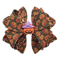 Pre Cut Halloween Pumpkin Faux Leather Bows