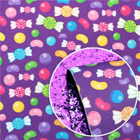 Candy with Purple Chunky Glitter Double Sided Faux Leather Sheet