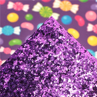 Candy with Purple Chunky Glitter Double Sided Faux Leather Sheet