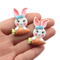 Bunny with Hair Bow Resin Embellishment