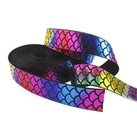 Rainbow Scales on Black 1" Ribbon