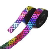 Rainbow Scales on Black 1" Ribbon