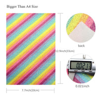 Rainbow Fine Glitter Stripe Faux Leather Sheet