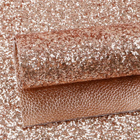 Rose Gold Metallic Litchi with Rose Gold Chunky Double Sided Sheet