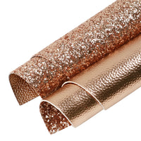 Rose Gold Metallic Litchi with Rose Gold Chunky Double Sided Sheet
