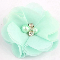 Chiffon Flower with Pearl/Rhinestone 5cm