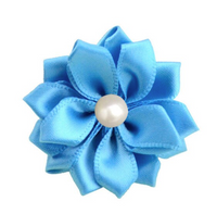 Satin Ribbon Flower with Pearl 3.8cm