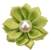Satin Ribbon Flower with Pearl 3.8cm