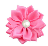 Satin Ribbon Flower with Pearl 3.8cm