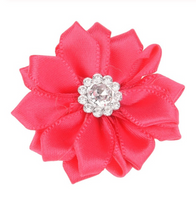 Satin Ribbon Flower with Rhinestone 3.8cm