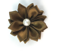 Satin Ribbon Flower with Pearl 3.8cm