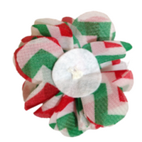 Christmas Chevron Chiffon Flower with Pearl/Rhinestone Centre (5cm)