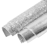 Silver Metallic Litchi with Silver Chunky Double Sided Sheet