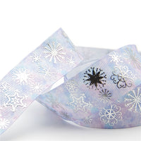 Snowflakes Silver on Ombre 1" Ribbon
