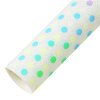 Spots Rainbow on White Fine Glitter Faux Leather Sheet