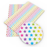 Stars Rainbow on White Faux Leather Sheet