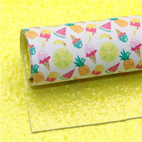 Summer Time Fun with Yellow Chunky Glitter Double Sided Faux Leather Sheet
