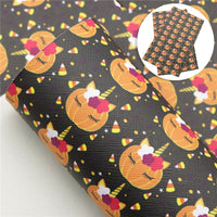 Halloween Unicorn Pumpkins Faux Leather Sheet