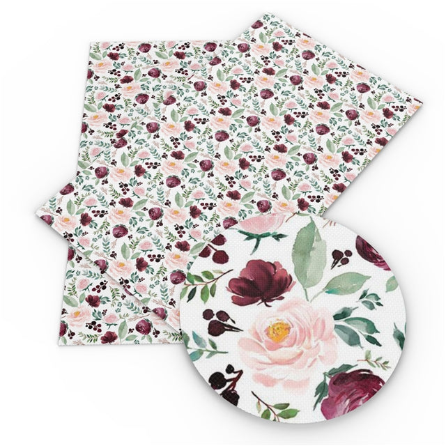 Floral Wine & Pink Faux Leather Sheet | Dancing In Ribbon