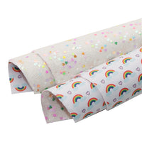 Rainbows with Heart Sequins on White  Double Sided Sheet