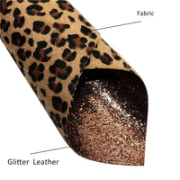 Animal Print Faux Fur with Brown Chunky Glitter Double Sided Sheet