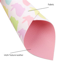 Easter Pastel Rabbits on White with Light Pink Litchi Double Sided Sheet