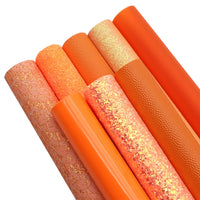 Orange Mixed Faux Leather Full Sheet Pack of 8
