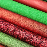 Red & Green Solid Mixed Faux Leather Pack of 10