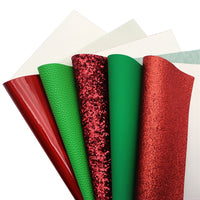 Red & Green Solid Mixed Faux Leather Pack of 10