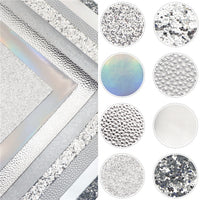 Silver Mixed Faux Leather Full Sheet Pack of 8