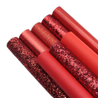 Red Mixed Faux Leather Full Sheet Pack of 8