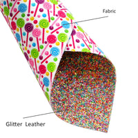 Lollipops with Mixed Chunky Glitter Double Sided Faux Leather Sheet