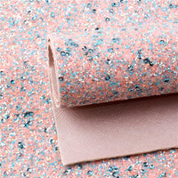 Pink Pearl Textured with Pink Blue Sequin Glitter Double Sided Faux Leather Sheet