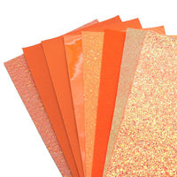 Orange Mixed Faux Leather Full Sheet Pack of 8