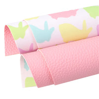Easter Pastel Rabbits on White with Light Pink Litchi Double Sided Sheet