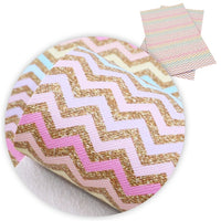Chevron Pastel & Gold  Faux Leather Sheet