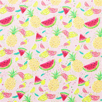 Summer Fruits with Peach Fine Glitter Double Sided Faux Leather Sheet