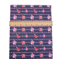 Floral Rose & Stripes on Navy Faux Leather Sheet