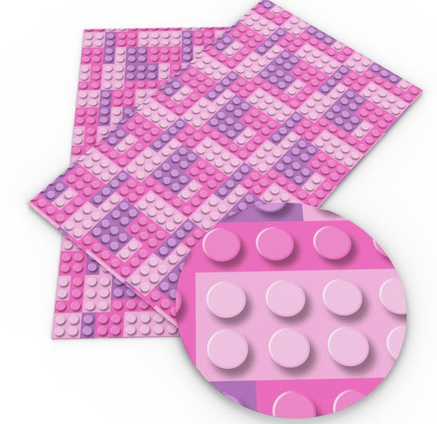 Bricks Pink & Purple Faux Leather Sheet