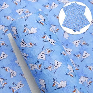 Snowman on Blue Faux Leather Sheet #8