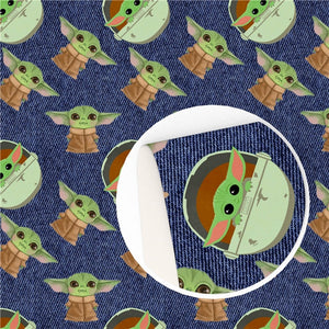 Baby Man on Denim Faux Leather Sheet