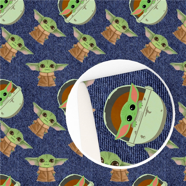 Baby Man on Denim Faux Leather Sheet