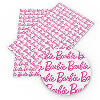 Barbie Glitter Logo Faux Leather Sheet