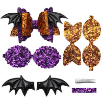 Pre Cut Bat Glitter Faux Leather Bow