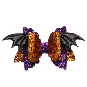 Pre Cut Bat Glitter Faux Leather Bow
