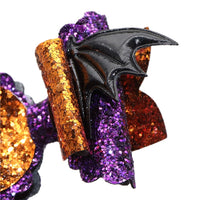 Pre Cut Bat Glitter Faux Leather Bow