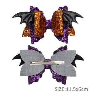 Pre Cut Bat Glitter Faux Leather Bow