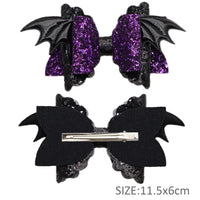 Pre Cut Bat Purple Glitter Faux Leather Bow
