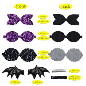 Pre Cut Bat Purple Glitter Faux Leather Bow