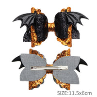 Pre Cut Halloween Bat Wings Glitter Faux Leather Bow